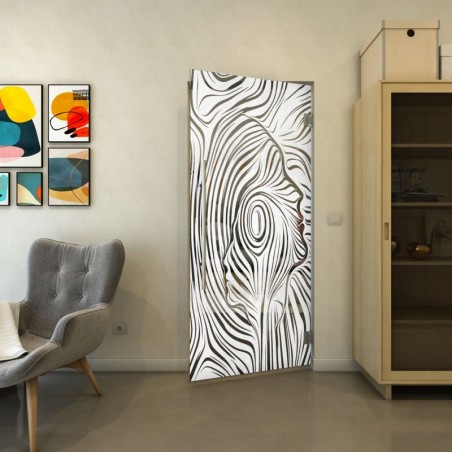 Pendeltür - Fineprint Model 074 Weiss auf Grauglas
