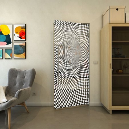 Pendeltür - Fineprint Model 075 Weiss auf Grauglas
