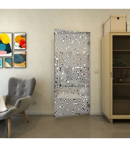 Pendeltür - Fineprint Model 076 Weiss auf Grauglas
