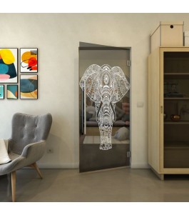 Pendeltür - Fineprint Model 078 Weiss auf Grauglas