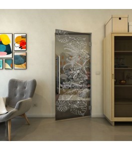 Pendeltür - Fineprint Model 082 Weiss auf Grauglas