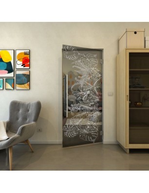 Pendeltür - Fineprint Model 082 Weiss auf Grauglas