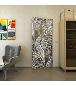 Pendeltür - Fineprint Model 083 Weiss auf Grauglas