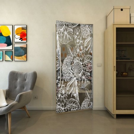 Pendeltür - Fineprint Model 083 Weiss auf Grauglas