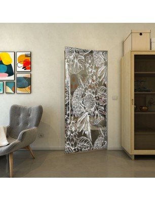 Pendeltür - Fineprint Model 083 Weiss auf Grauglas