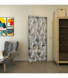 Pendeltür - Fineprint Model 084 Weiss auf Grauglas