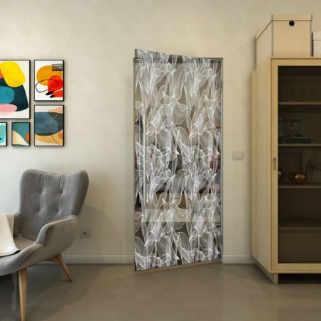 Pendeltür - Fineprint Model 084 Weiss auf Grauglas