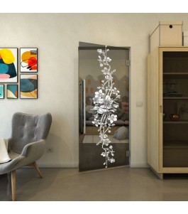 Pendeltür - Fineprint Model 085 Weiss auf Grauglas