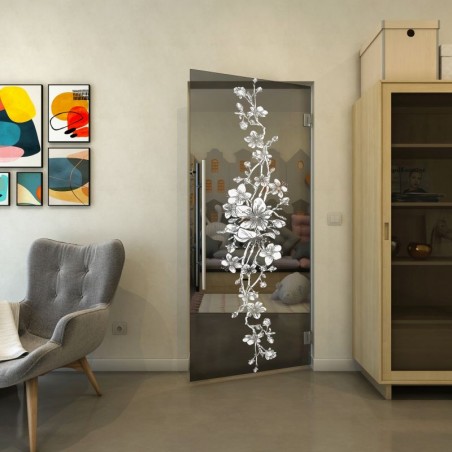 Pendeltür - Fineprint Model 085 Weiss auf Grauglas