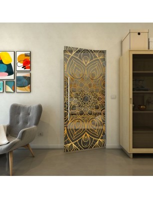 Pendeltür - Fineprint Model 087 Gold auf Grauglas