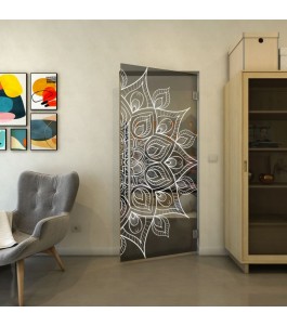 Pendeltür - Fineprint Model 088 Weiss auf Grauglas
