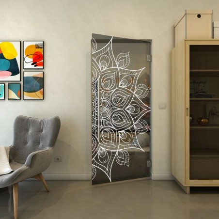 Pendeltür - Fineprint Model 088 Weiss auf Grauglas