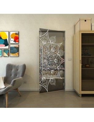 Pendeltür - Fineprint Model 088 Weiss auf Grauglas