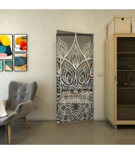 Pendeltür - Fineprint Model 089 Weiss auf Grauglas