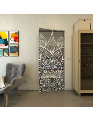 Pendeltür - Fineprint Model 089 Weiss auf Grauglas