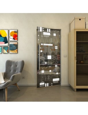 Pendeltür - Fineprint Model 092 Weiss auf Grauglas