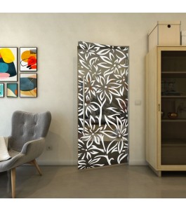 Pendeltür - Fineprint Model 095 Weiss auf Grauglas