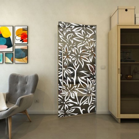 Pendeltür - Fineprint Model 095 Weiss auf Grauglas