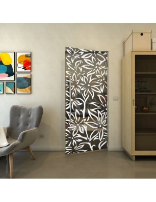 Pendeltür - Fineprint Model 095 Weiss auf Grauglas