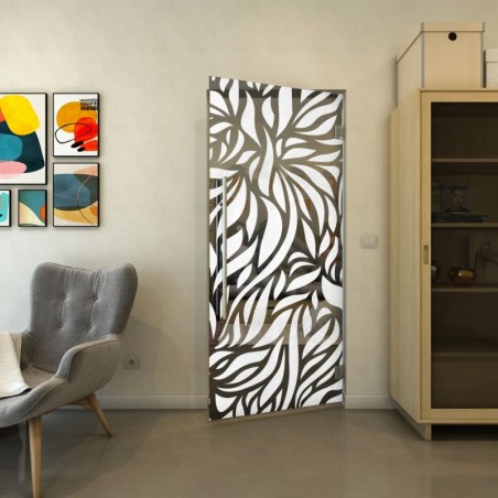 Pendeltür - Fineprint Model 096 Weiss auf Grauglas