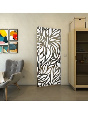 Pendeltür - Fineprint Model 096 Weiss auf Grauglas