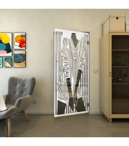 Pendeltür - Fineprint Model 097 Weiss auf Grauglas
