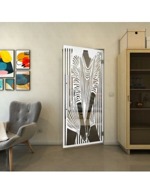 Pendeltür - Fineprint Model 097 Weiss auf Grauglas