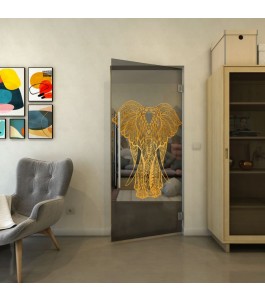 Pendeltür - Fineprint Model 098 Gold auf Grauglas