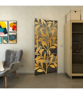 Pendeltür - Fineprint Model 099 Gold auf Grauglas