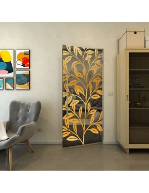 Pendeltür - Fineprint Model 099 Gold auf Grauglas