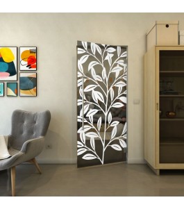 Pendeltür - Fineprint Model 099 Weiss auf Grauglas