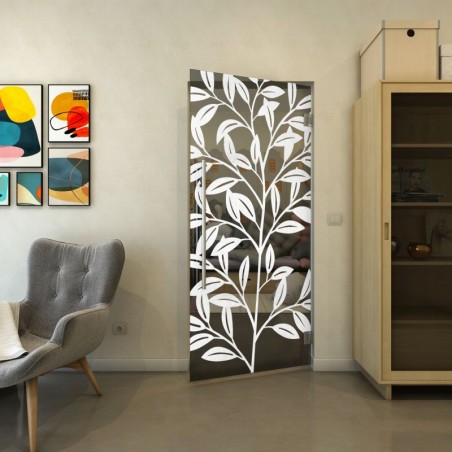 Pendeltür - Fineprint Model 099 Weiss auf Grauglas