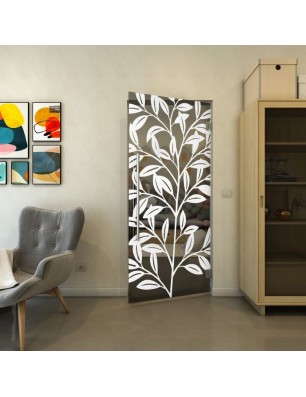 Pendeltür - Fineprint Model 099 Weiss auf Grauglas