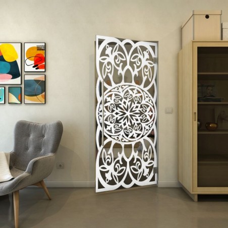 Pendeltür - Fineprint Model 100 Weiss auf Grauglas