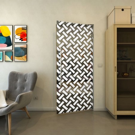 Pendeltür - Fineprint Model 102 Weiss auf Grauglas