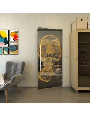 Pendeltür - Fineprint Model 103 Gold auf Grauglas