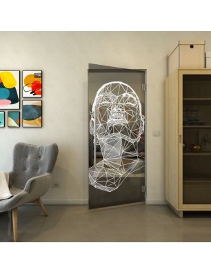 Pendeltür - Fineprint Model 103 Weiss auf Grauglas