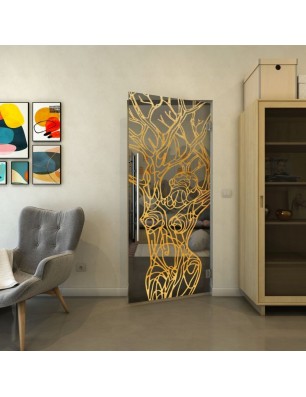 Pendeltür - Fineprint Model 105 Gold auf Grauglas