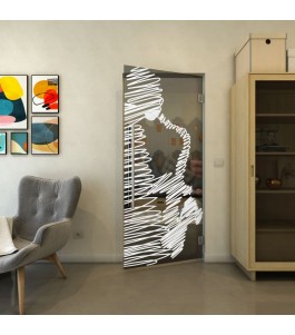 Pendeltür - Fineprint Model 106 Weiss auf Grauglas