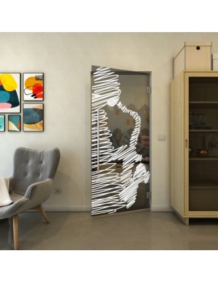 Pendeltür - Fineprint Model 106 Weiss auf Grauglas