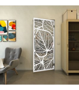 Pendeltür - Fineprint Model 107 Weiss auf Grauglas
