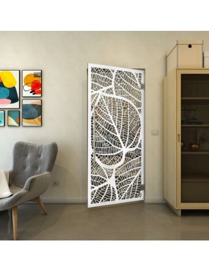 Pendeltür - Fineprint Model 107 Weiss auf Grauglas