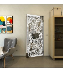 Pendeltür - Fineprint Model 108 Weiss auf Grauglas