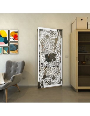 Pendeltür - Fineprint Model 108 Weiss auf Grauglas