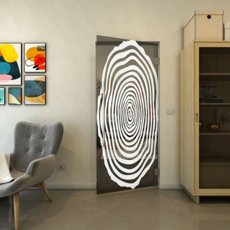 Pendeltür - Fineprint Model 109 Weiss auf Grauglas