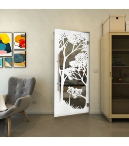 Pendeltür - Fineprint Model 110 Weiss auf Grauglas