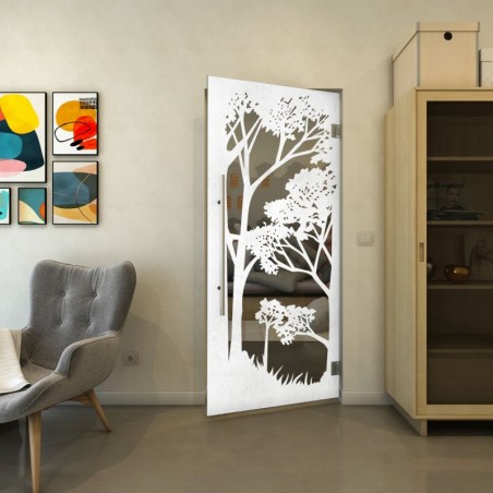 Pendeltür - Fineprint Model 110 Weiss auf Grauglas