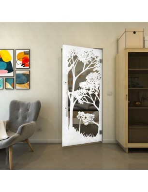 Pendeltür - Fineprint Model 110 Weiss auf Grauglas