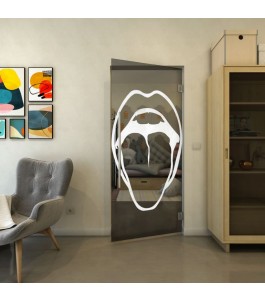 Pendeltür - Fineprint Model 111 Weiss auf Grauglas