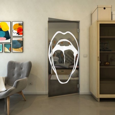 Pendeltür - Fineprint Model 111 Weiss auf Grauglas